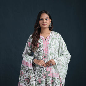 Sanganeri Hand Block Print Cotton Suit Set with Dupatta for Women 02