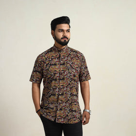 Multicolor Cotton Men Kalamkari Print Shirt