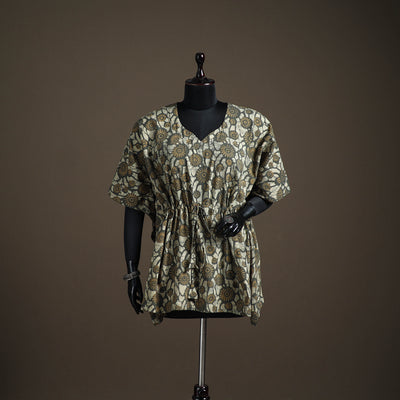 Akola hand block print natural dyed cotton short kaftan 145