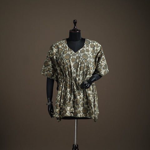 Akola hand block print natural dyed cotton short kaftan 145