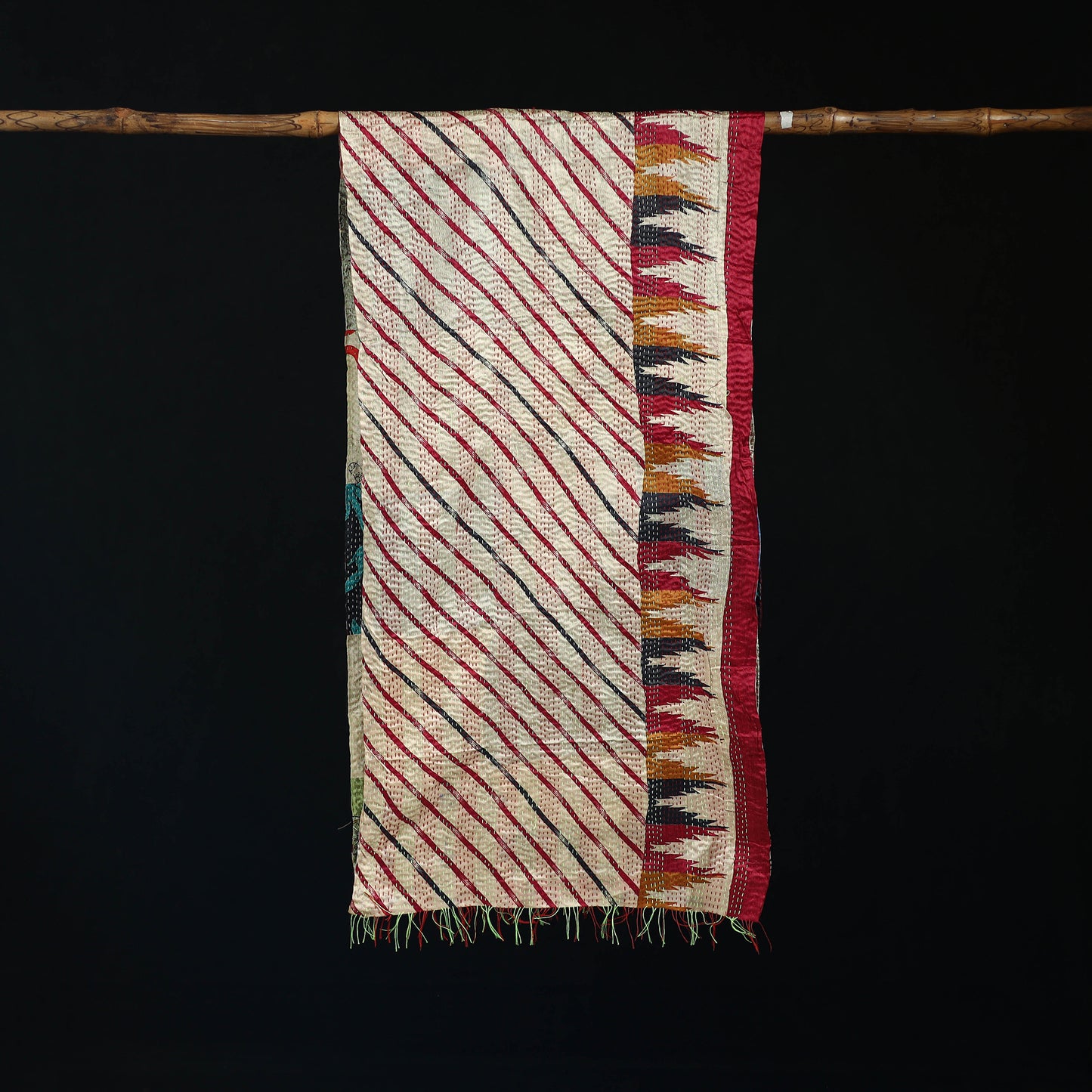 Bengal Kantha Handwork Patchwork Reversible Silk Stole 49
