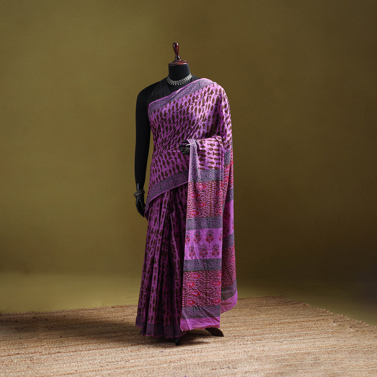 Bagru Hand Block Print Pure Mul Cotton Ready To Wear Saree 36