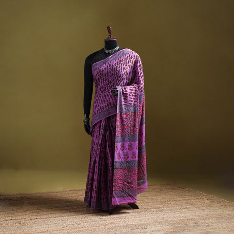 Bagru Hand Block Print Pure Mul Cotton Ready To Wear Saree 36