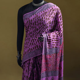 Bagru Hand Block Print Pure Mul Cotton Ready To Wear Saree 36