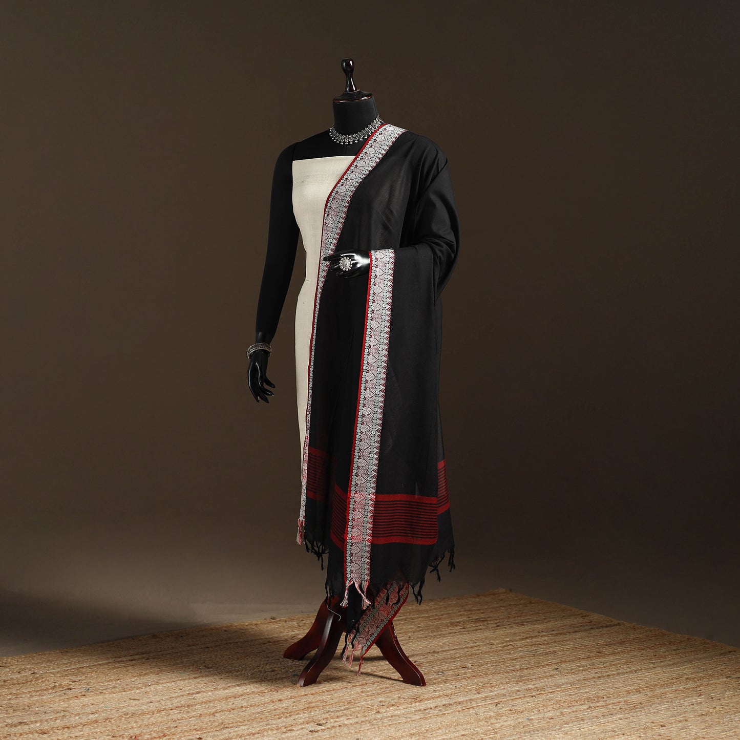 Cotton Plain Dupatta with Thread Border 63