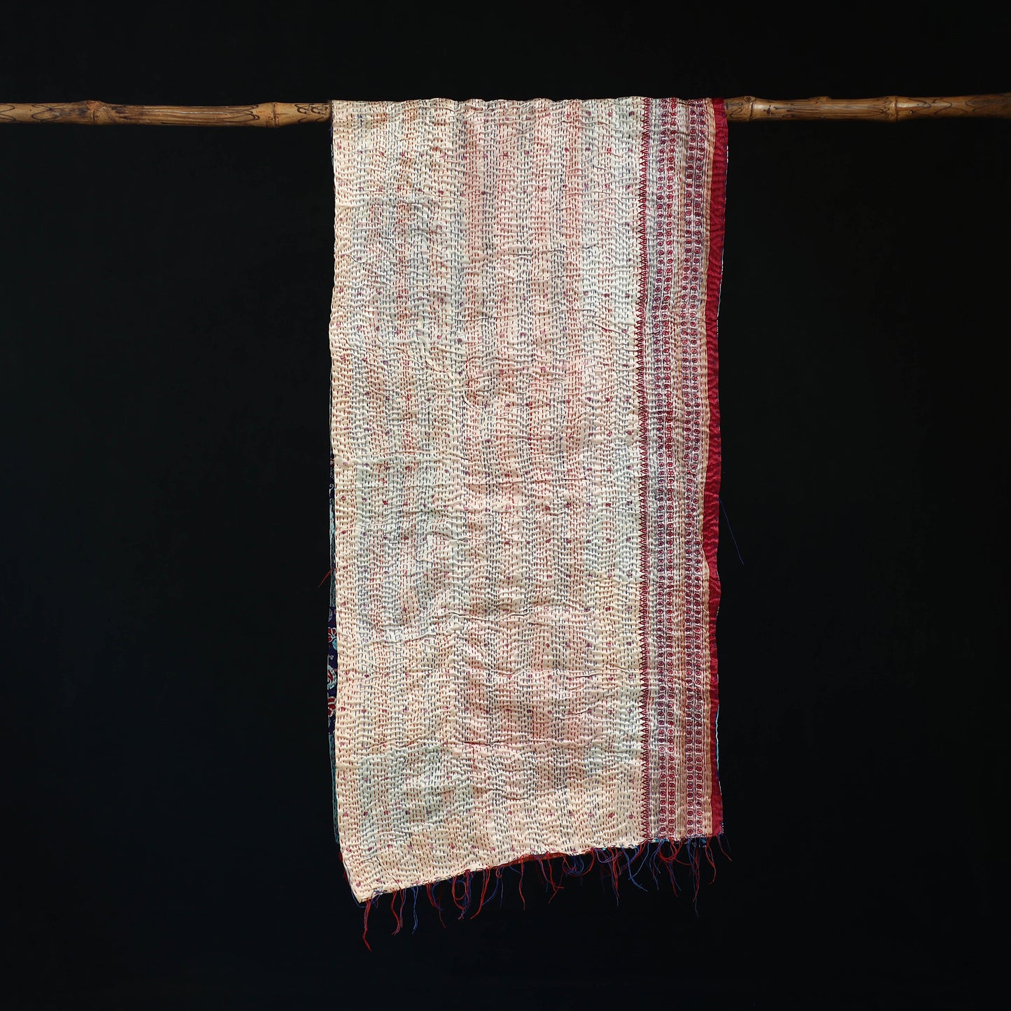 Bengal Kantha Handwork Patchwork Reversible Silk Stole 46