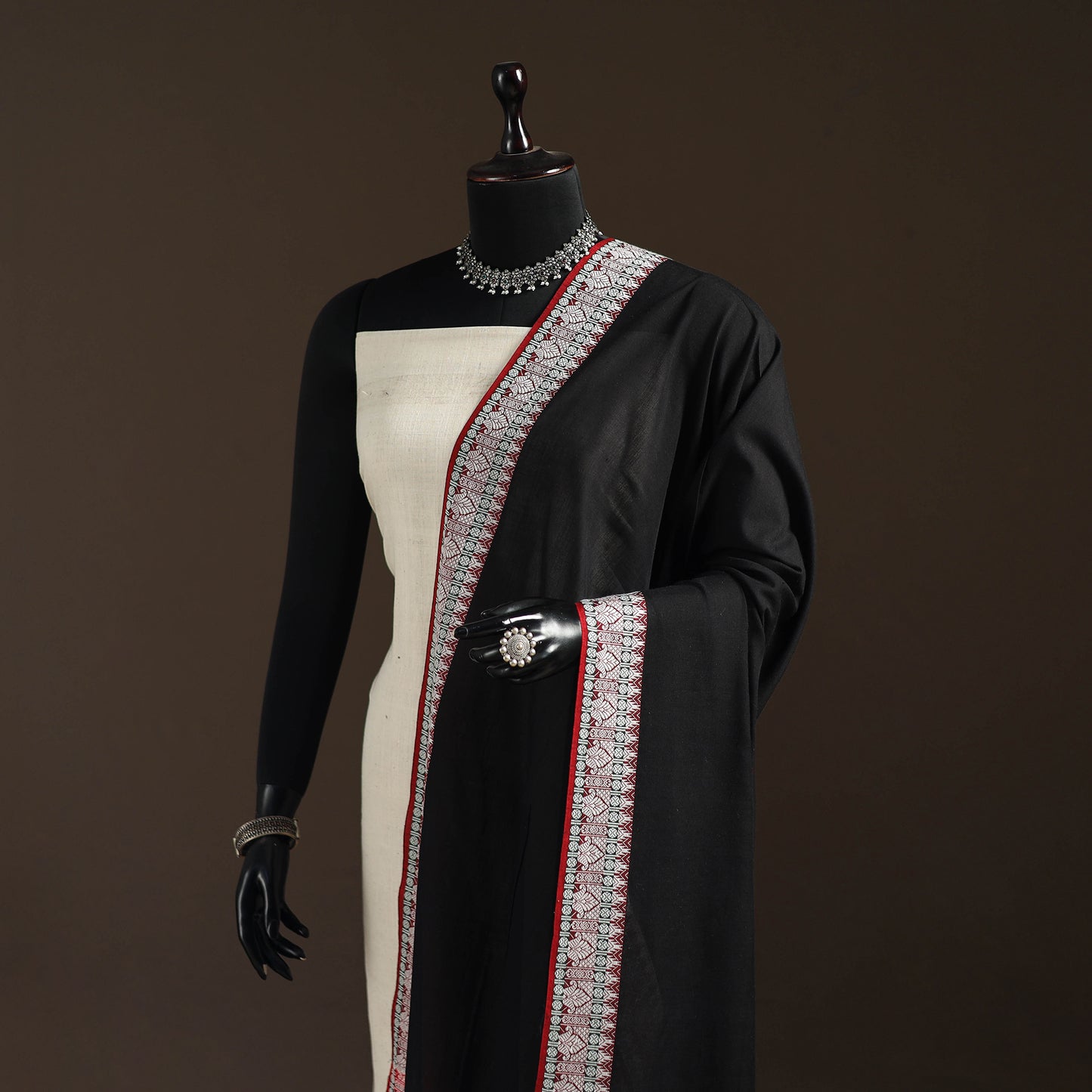 Cotton Plain Dupatta with Thread Border 63