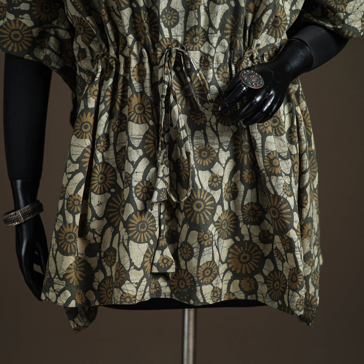 Akola hand block print natural dyed cotton short kaftan 145
