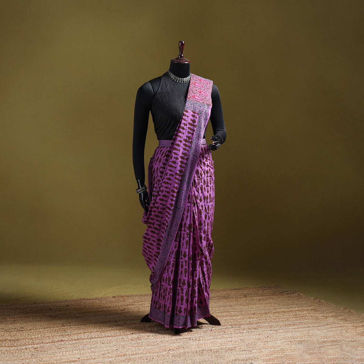 Bagru Hand Block Print Pure Mul Cotton Ready To Wear Saree 36