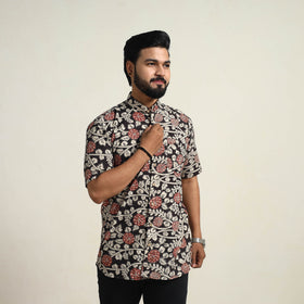 Buy Black Cotton Men Kalamkari Print Shirt