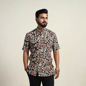 Buy Black Cotton Men Kalamkari Print Shirt