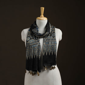 Hand Block Print Natural Dyed Modal Silk Ajrakh Stole 02
