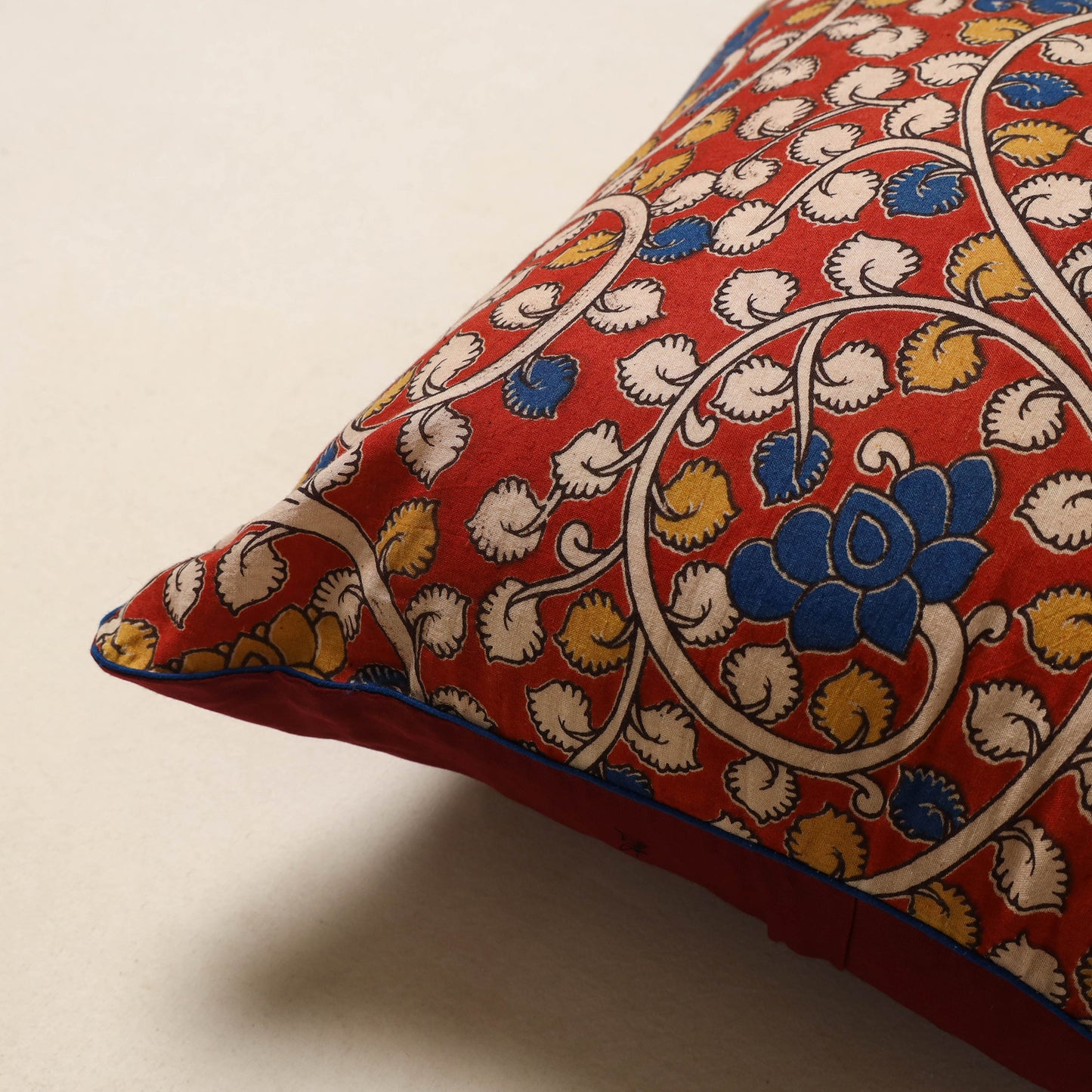 Red - kalamkari printed cotton cushion cover 08