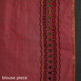 Pink - Bengal Kantha Hand Embroidery Silk Cotton Chapa Work Saree 65