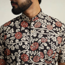Buy Black Cotton Men Kalamkari Print Shirt