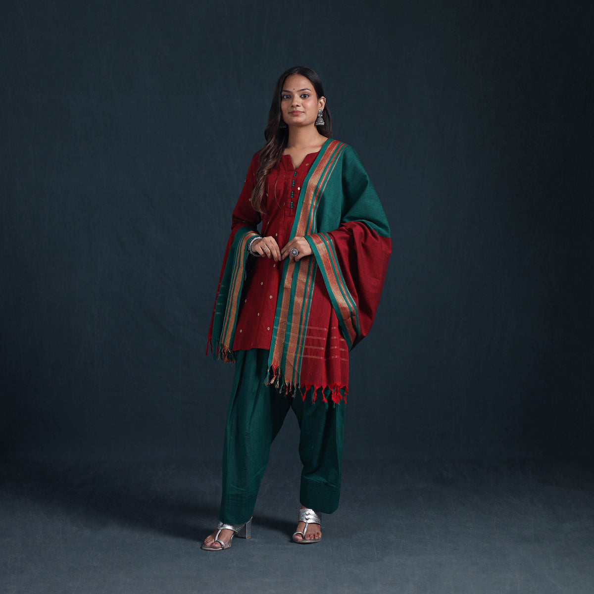 Dharwad Cotton Suit Set with Dupatta for Women 05