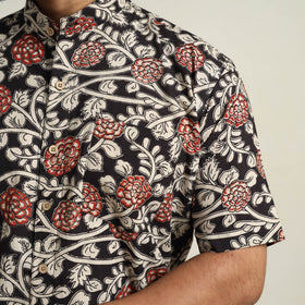 Buy Black Cotton Men Kalamkari Print Shirt