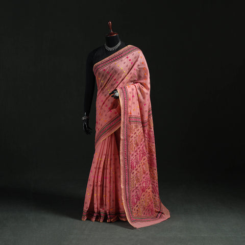 Bengal Kantha Hand Embroidery Silk Cotton Chapa Work Saree 66