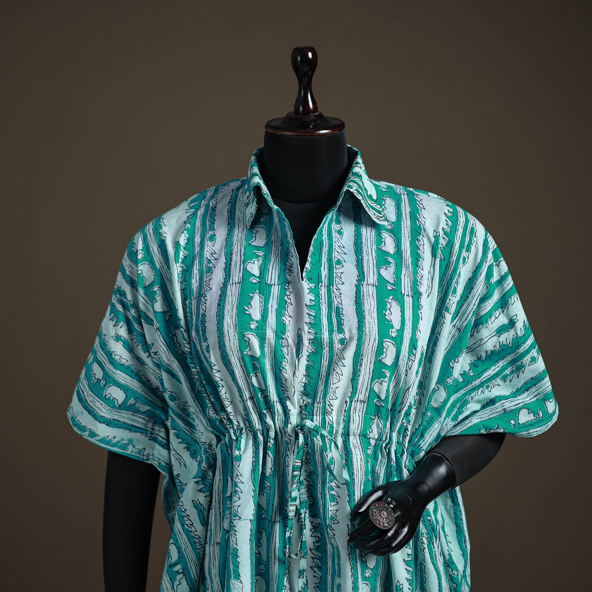 Akola Hand Block Print Natural Dyed Cotton Short Kaftan 147