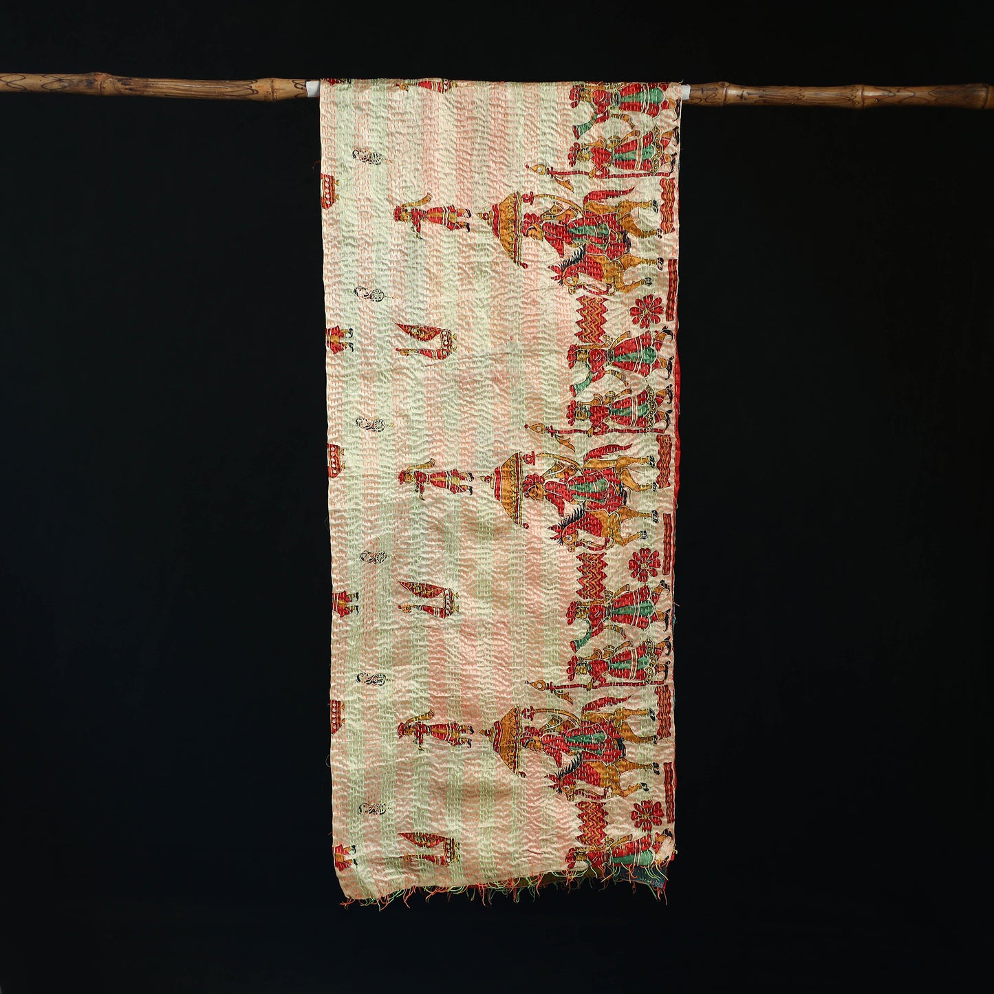Bengal Kantha Handwork Patchwork Reversible Silk Stole 39