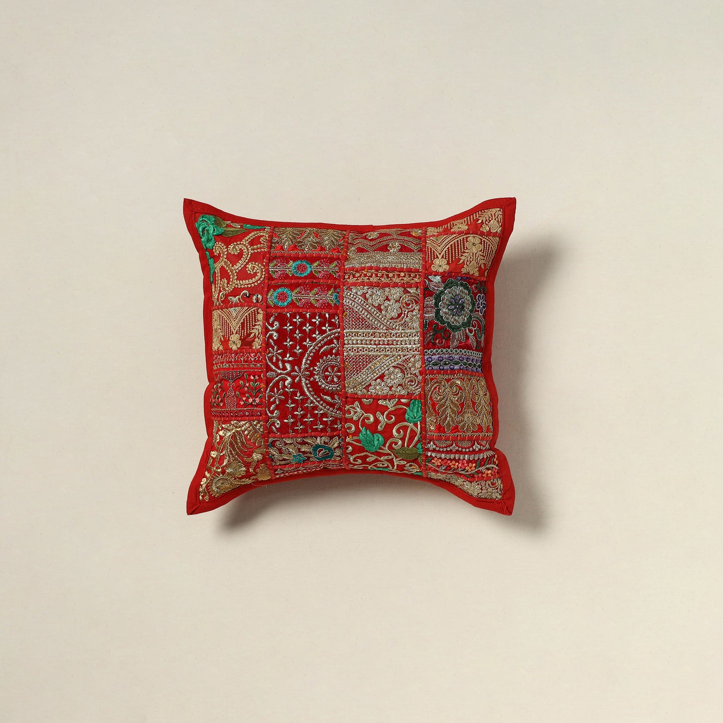 Khambadiya Patchwork Hand Embroidered Cushion Cover 02