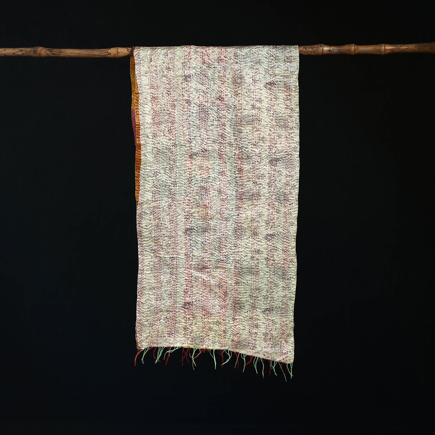 Bengal Kantha Handwork Patchwork Reversible Silk Stole 38