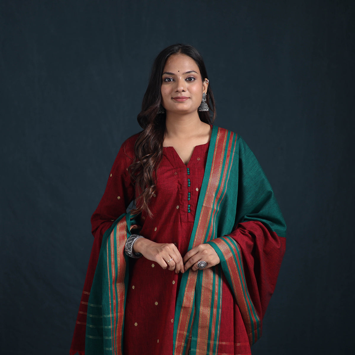 Dharwad Cotton Suit Set with Dupatta for Women 05