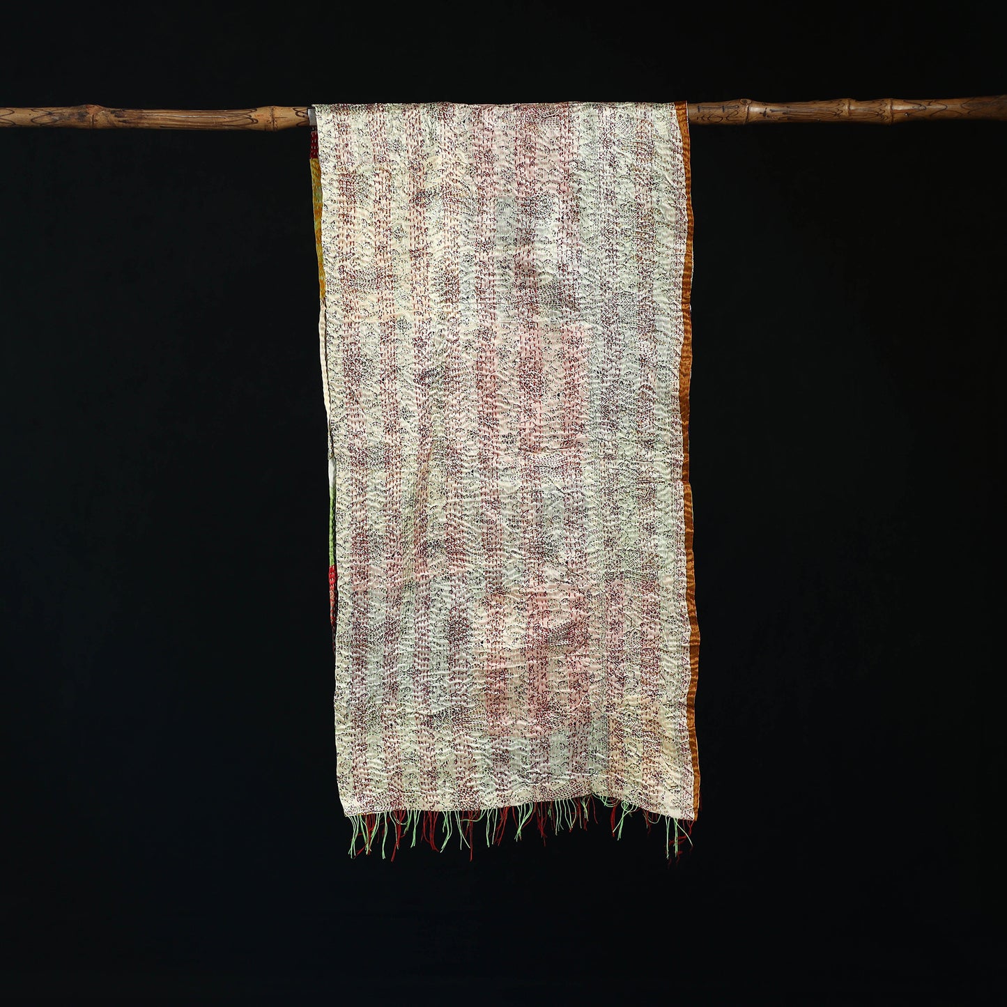 Bengal Kantha Handwork Patchwork Reversible Silk Stole 37