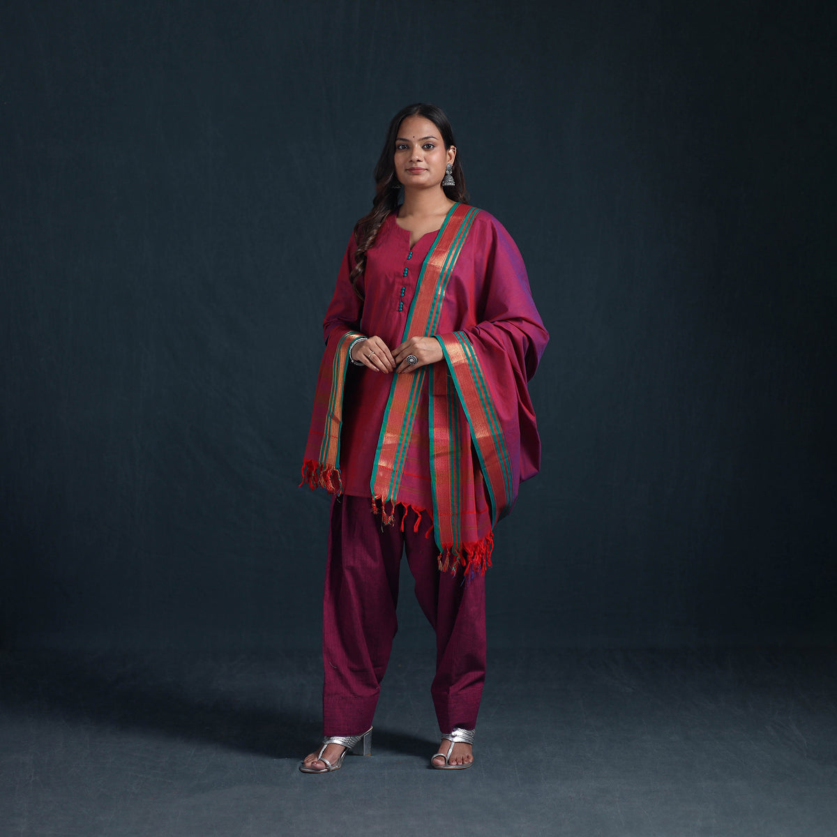 Dharwad Cotton Suit Set with Dupatta for Women 10