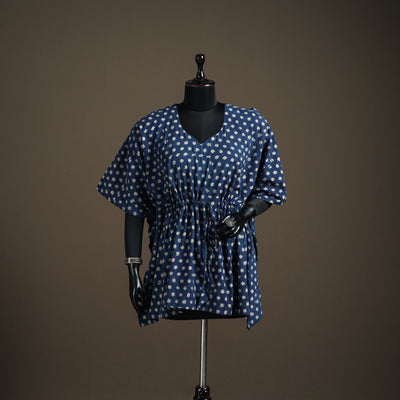 Akola Hand Block Print Natural Dyed Cotton Short Kaftan 148