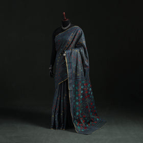 Bengal Kantha Hand Embroidery Silk Cotton Chapa Work Saree 67