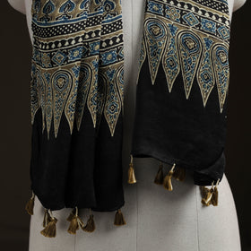 Hand Block Print Natural Dyed Modal Silk Ajrakh Stole 05