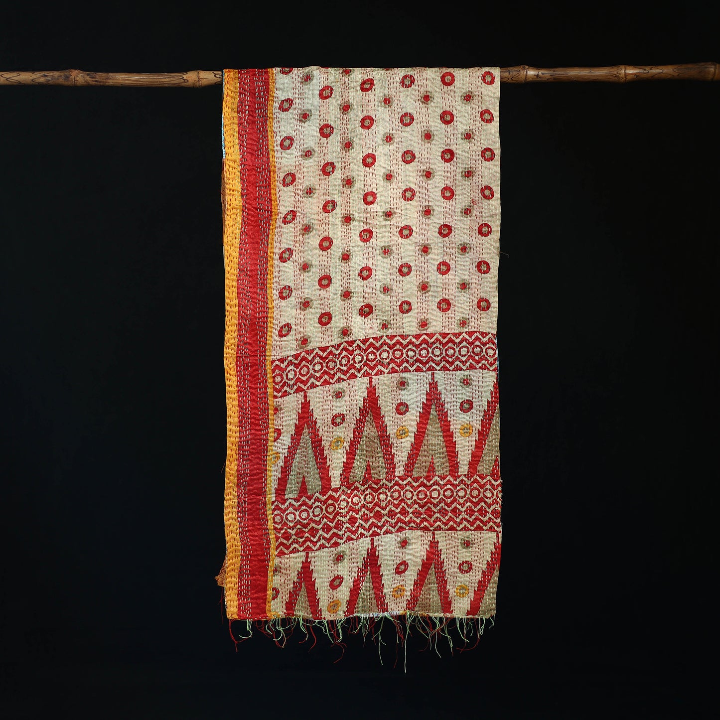Bengal Kantha Handwork Patchwork Reversible Silk Stole 30