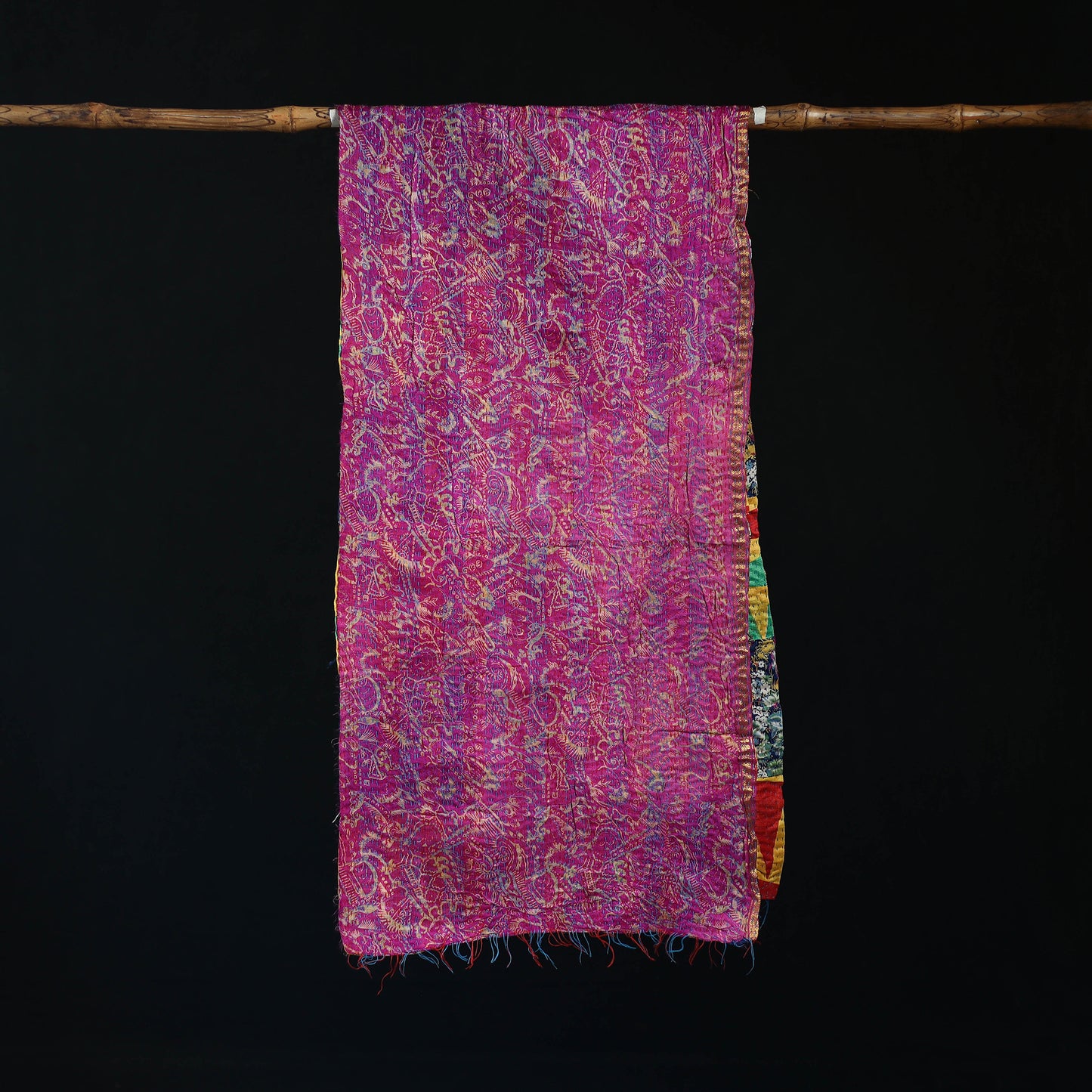 Bengal Kantha Handwork Patchwork Reversible Silk Stole 29
