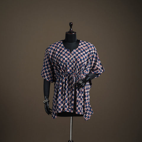 Akola hand block print natural dyed cotton short kaftan 150