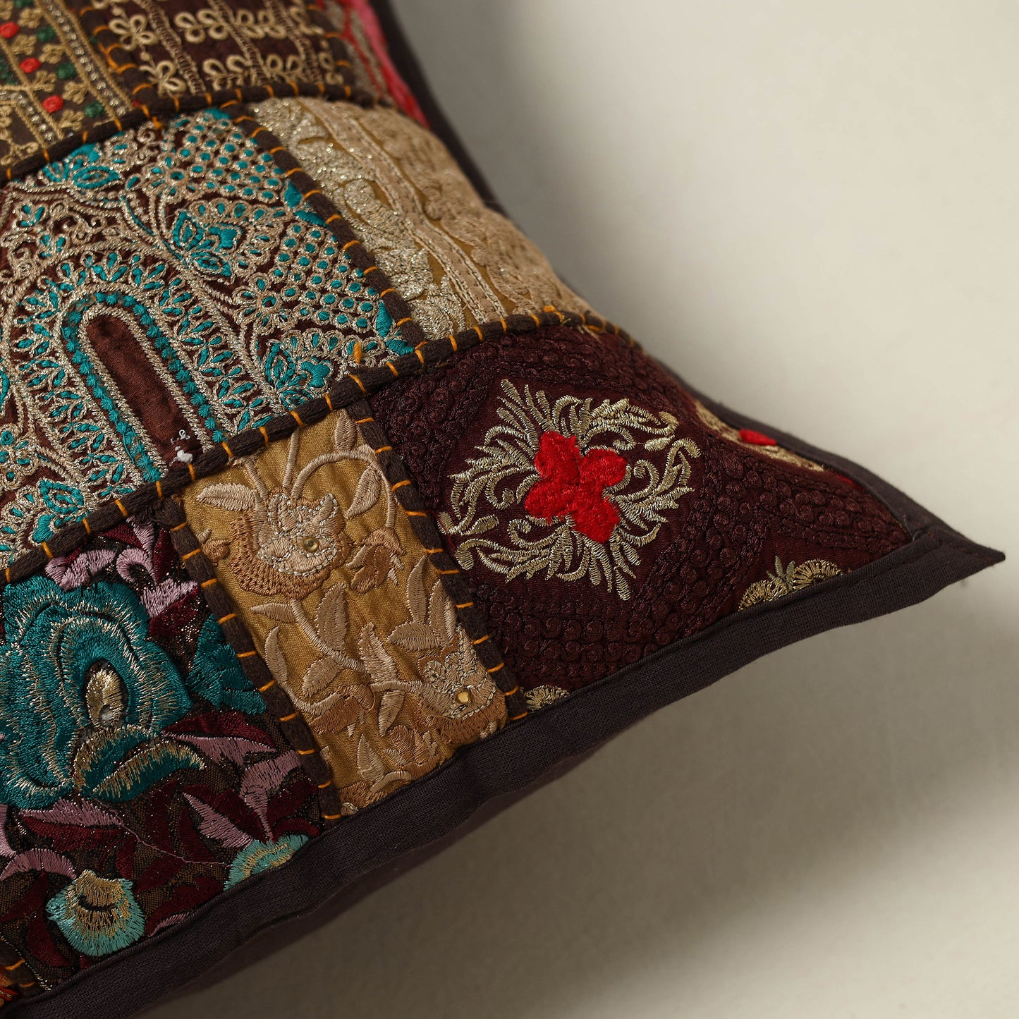 Khambadiya Patchwork Hand Embroidered Cushion Cover 04