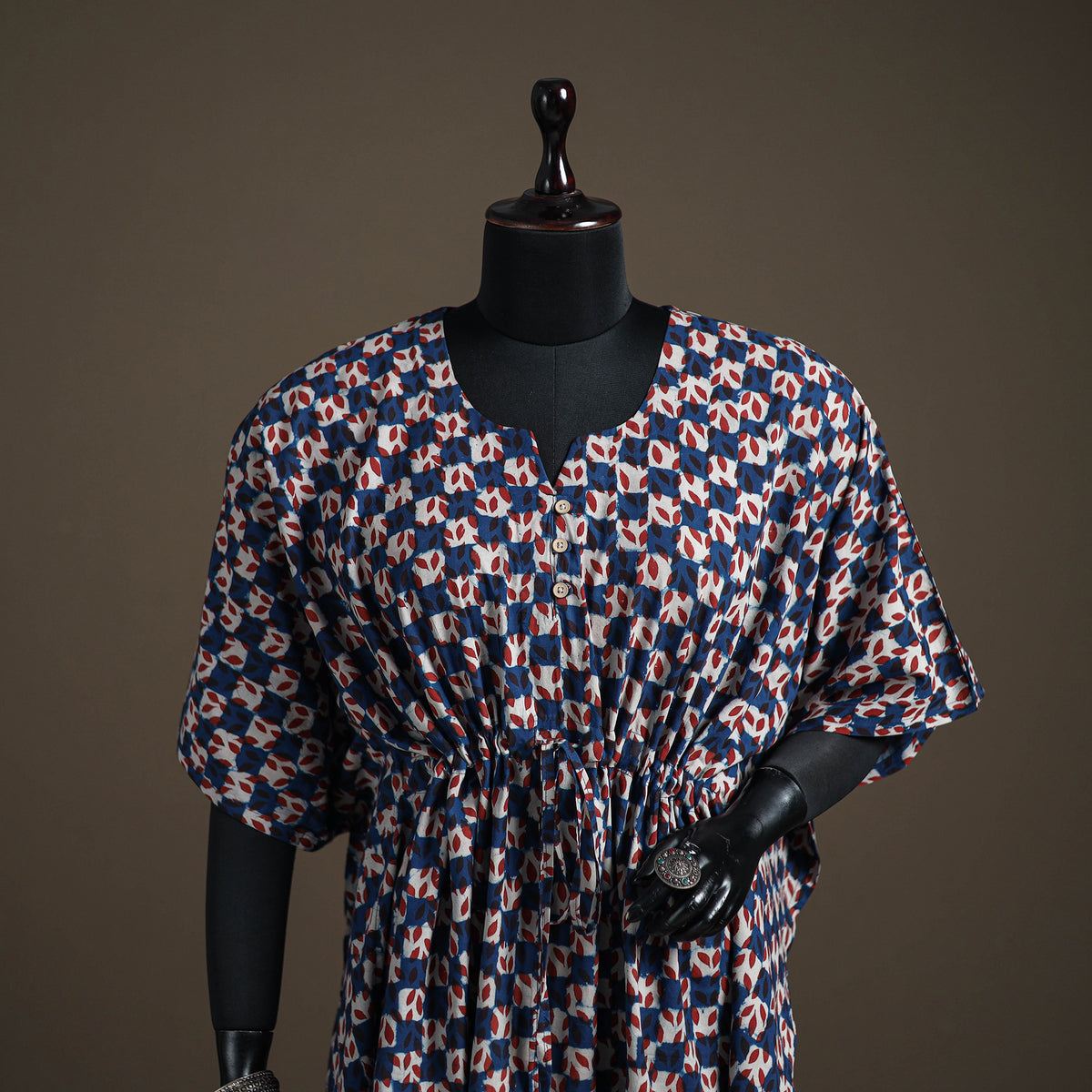 Akola Hand Block Print Natural Dyed Cotton Short Kaftan 150