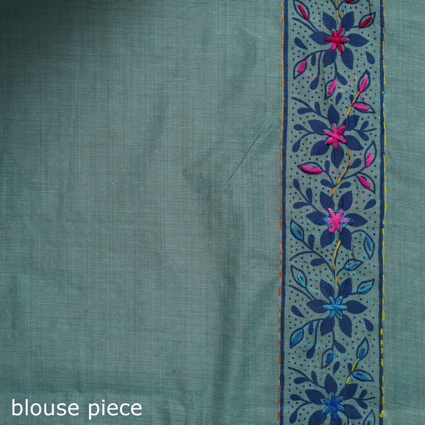 Blue - Bengal Kantha Hand Embroidery Silk Cotton Chapa Work Saree 68