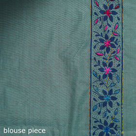 Blue - Bengal Kantha Hand Embroidery Silk Cotton Chapa Work Saree 68