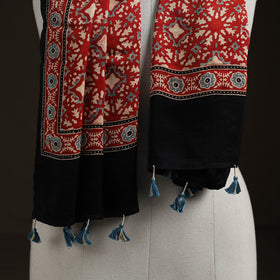 Hand Block Print Natural Dyed Modal Silk Ajrakh Stole 06