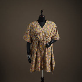 Kalamkari hand block print natural dyed cotton kaftan