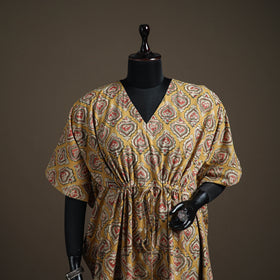 Kalamkari hand block print natural dyed cotton kaftan