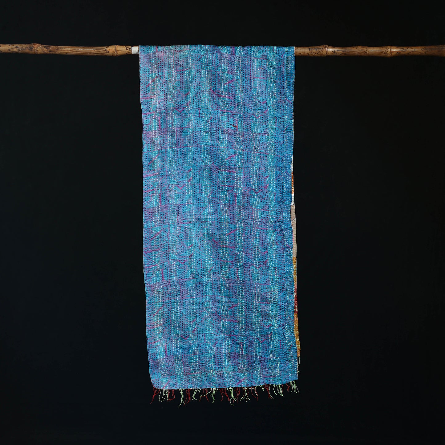 Bengal Kantha Handwork Patchwork Reversible Silk Stole 24