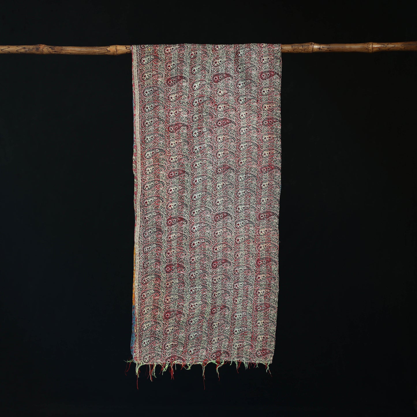 Bengal Kantha Handwork Patchwork Reversible Silk Stole 23