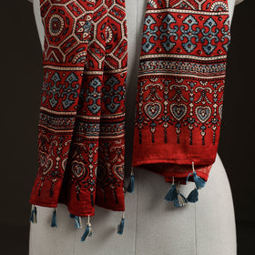 Hand Block Print Natural Dyed Modal Silk Ajrakh Stole 07