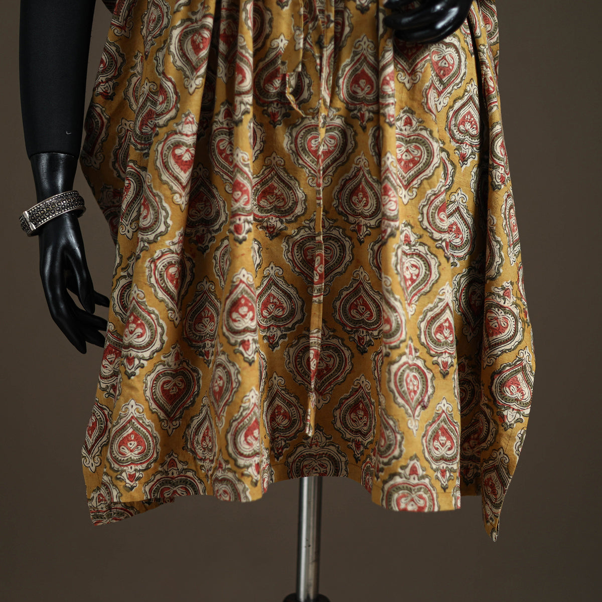 Kalamkari hand block print natural dyed cotton kaftan