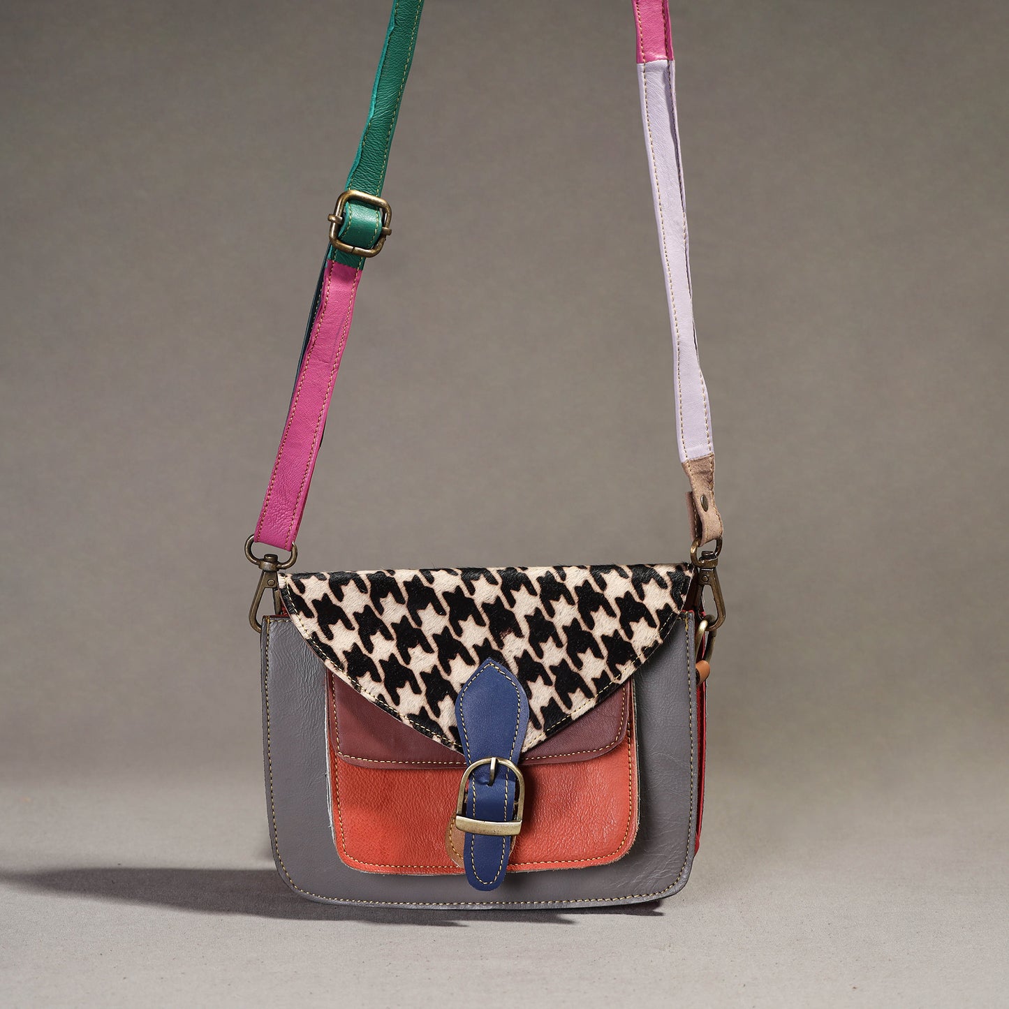 Multicolor - Handcrafted Fur Leather Sling Bag