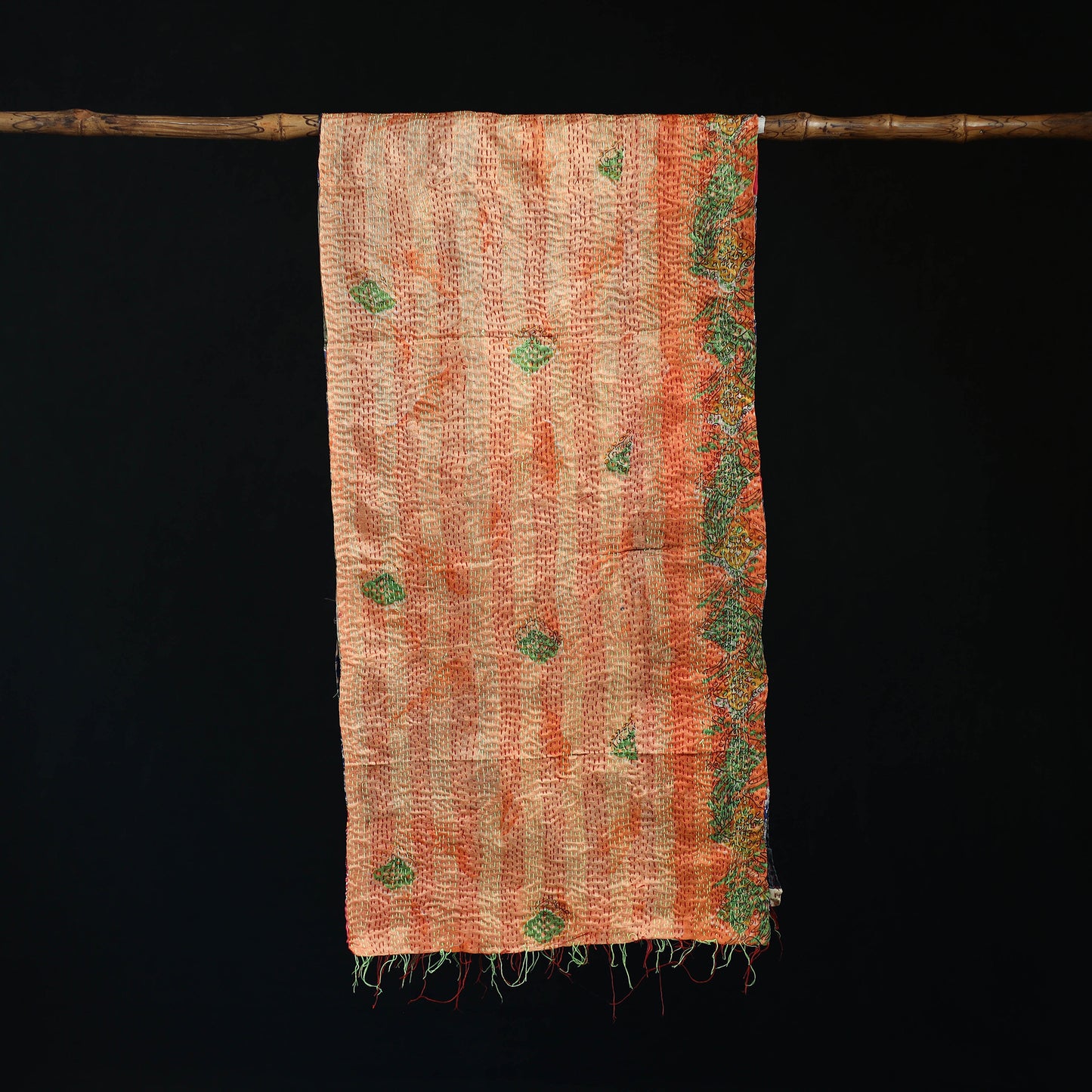 Bengal Kantha Handwork Patchwork Reversible Silk Stole 21