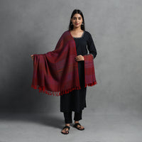 Maroon - Kumaun Handwoven Pure Merino Wool Shawl for Women 50