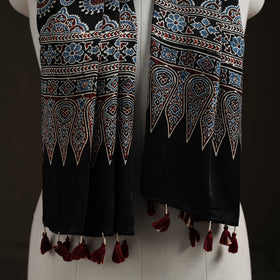 Hand Block Print Natural Dyed Modal Silk Ajrakh Stole 09